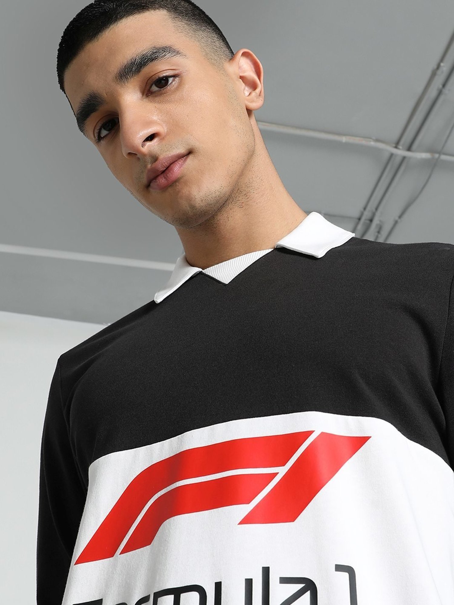 Puma Black Cotton Regular Fit Polo T-Shirt