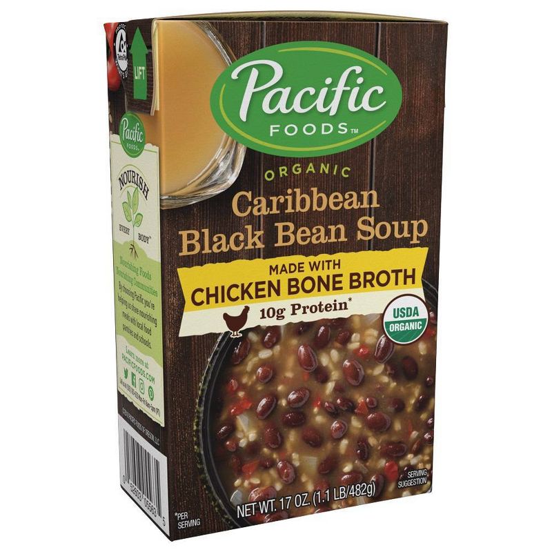 Pacific Foods Organic Chicken Bone Broth Caribbean Black Bean Soup - 17oz