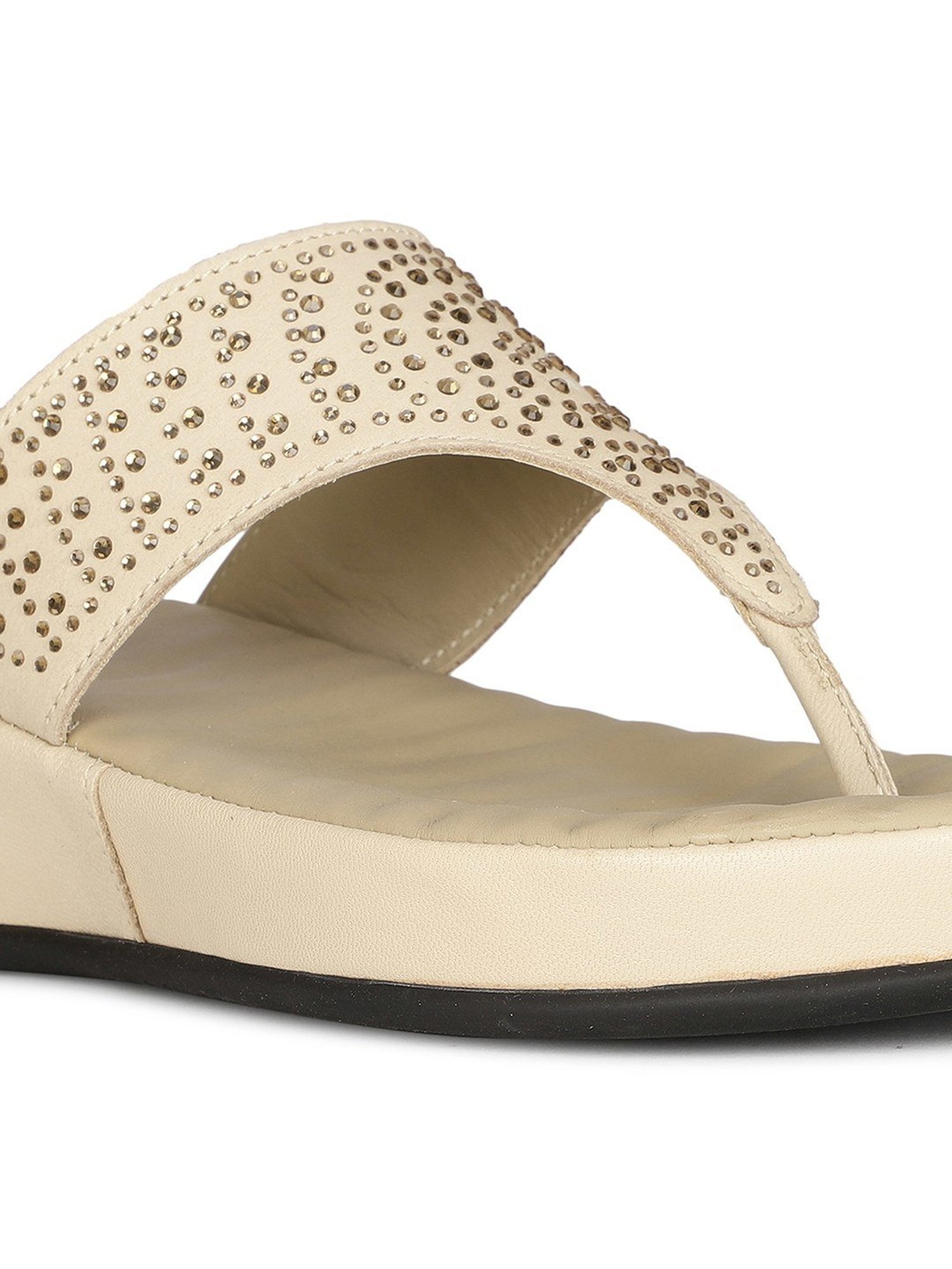 Scholl by Bata Women's POPPY Beige Thong Wedges
