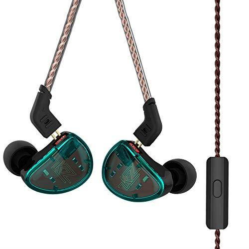in Ear Headphones, KZ AS10 Five Balanced Aramature Extra Bass Universal-Fit Earphones Compatible with iPhone, Samsung, LG, iPod, iPad, MP3, MP4 (Cyan with Mic)