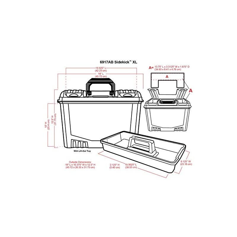 6917AB Sidekick XL Carrying, Portable Art & Craft Organizer with Handle, [1] Plastic Storage Case, Black, X-Large
