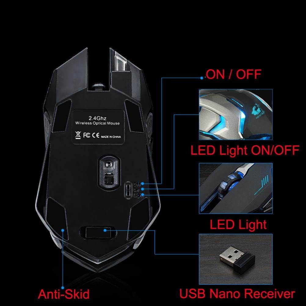 Zgeer Rechargeable Z7 Wireless Silent LED Backlit USB Optical Ergonomic Gaming Mouse