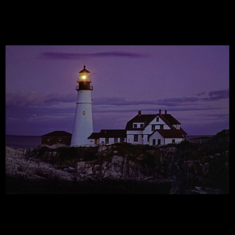 Northlight LED Lighted Coastal Lighthouse Home with Sunset Canvas Wall Art 15.75" x 23.5"