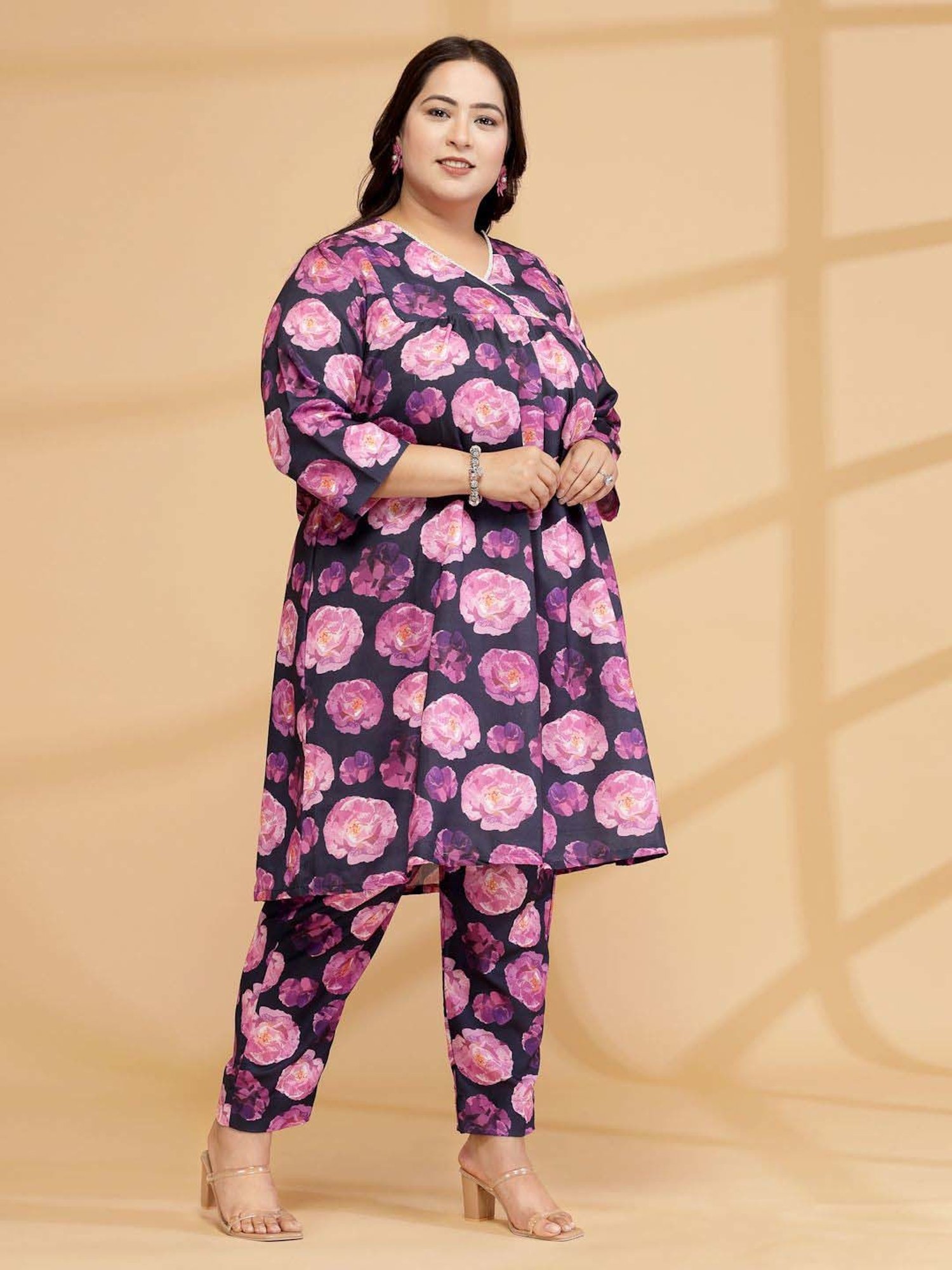 Melon by PlusS Blue Printed Shirt Pant Set