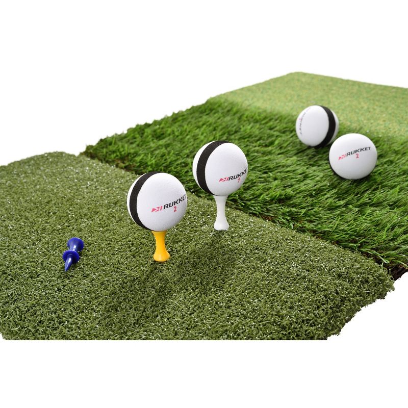 Rukket Sports Tri-Turf Golf Portable Outdoor Indoor Hitting Practice Turf Mat with Tees & Golf Balls