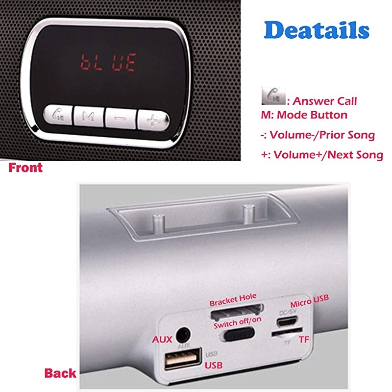 Ultra Portable Wireles Rechargeable Handsfree Bracket Bluetooth Speaker Stereo System Phone Holder Mount Stand for Android Smartphones and Tablets iPad iPhone 5S 6 6S 7 8 Plus X (Black)