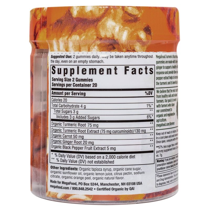 MegaFood Organic Vegan Gummies - Turmeric Spice - 40ct