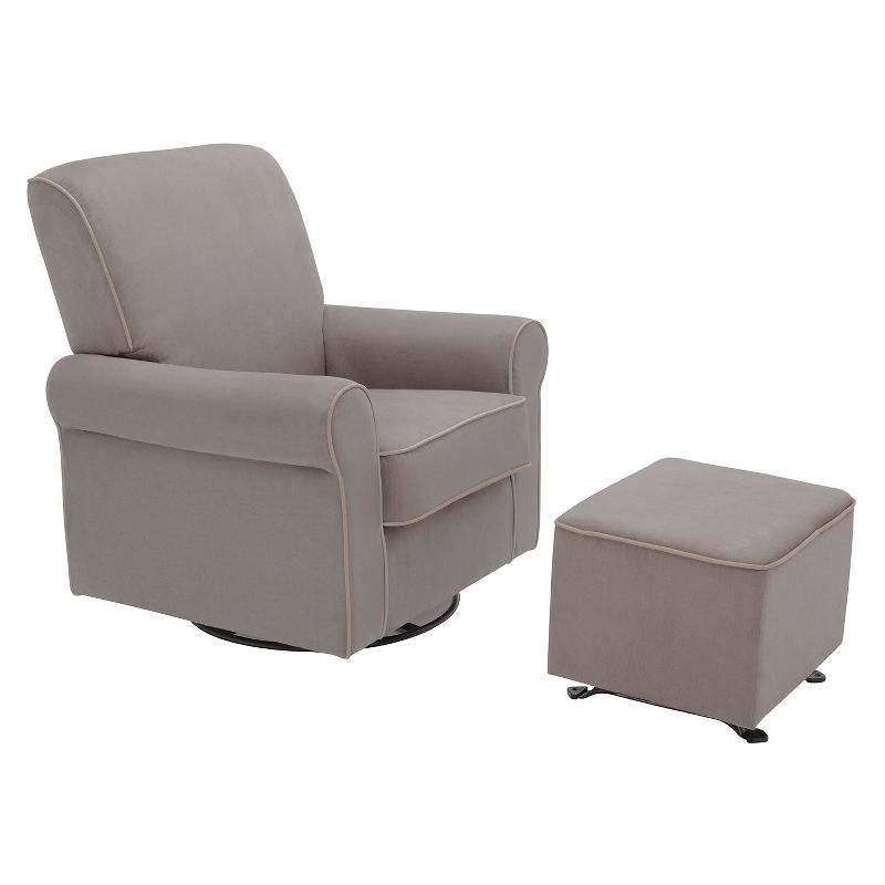 Delta Children Non-Tufted Gliding Ottoman - Dove Gray/Soft Gray Welt