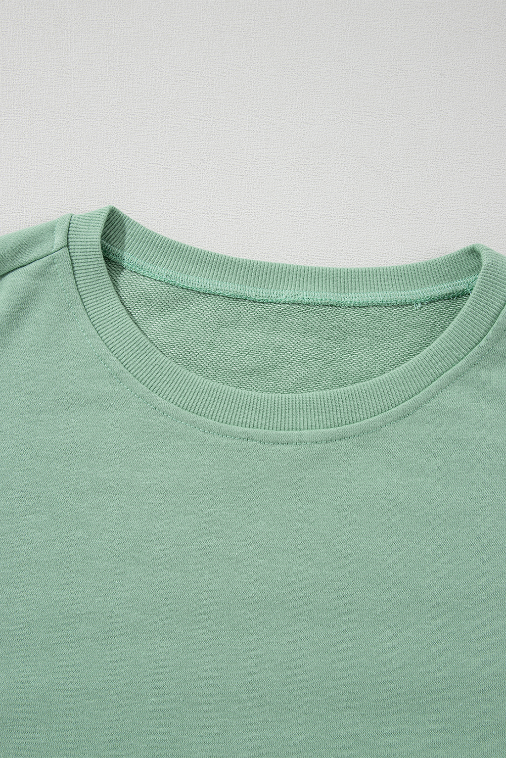 Khaki Plain Drop Shoulder Ribbed Trim Oversized Sweatshirt