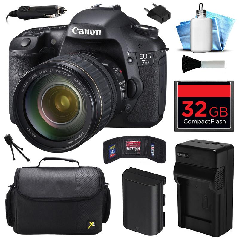 Canon EOS 7D DSLR SLR Digital Camera w/ 28-135mm IS USM Lens (32GB Value Bundle)