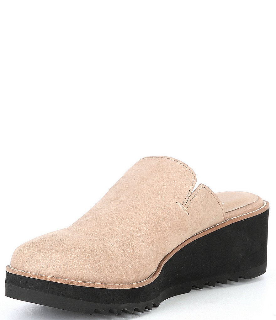 Eileen Fisher Leather Wedge Slide Mules
