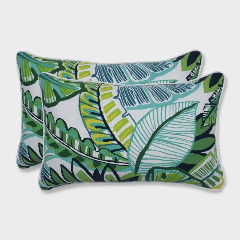 2pk Aruba Jungle Rectangular Throw Pillows Blue - Pillow Perfect