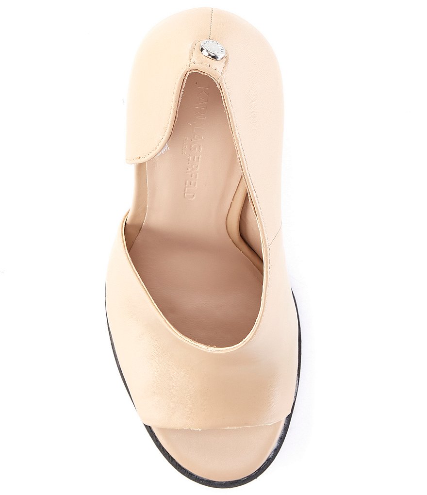 KARL LAGERFELD PARIS Brette Leather Peep-Toe d'Orsay Heels