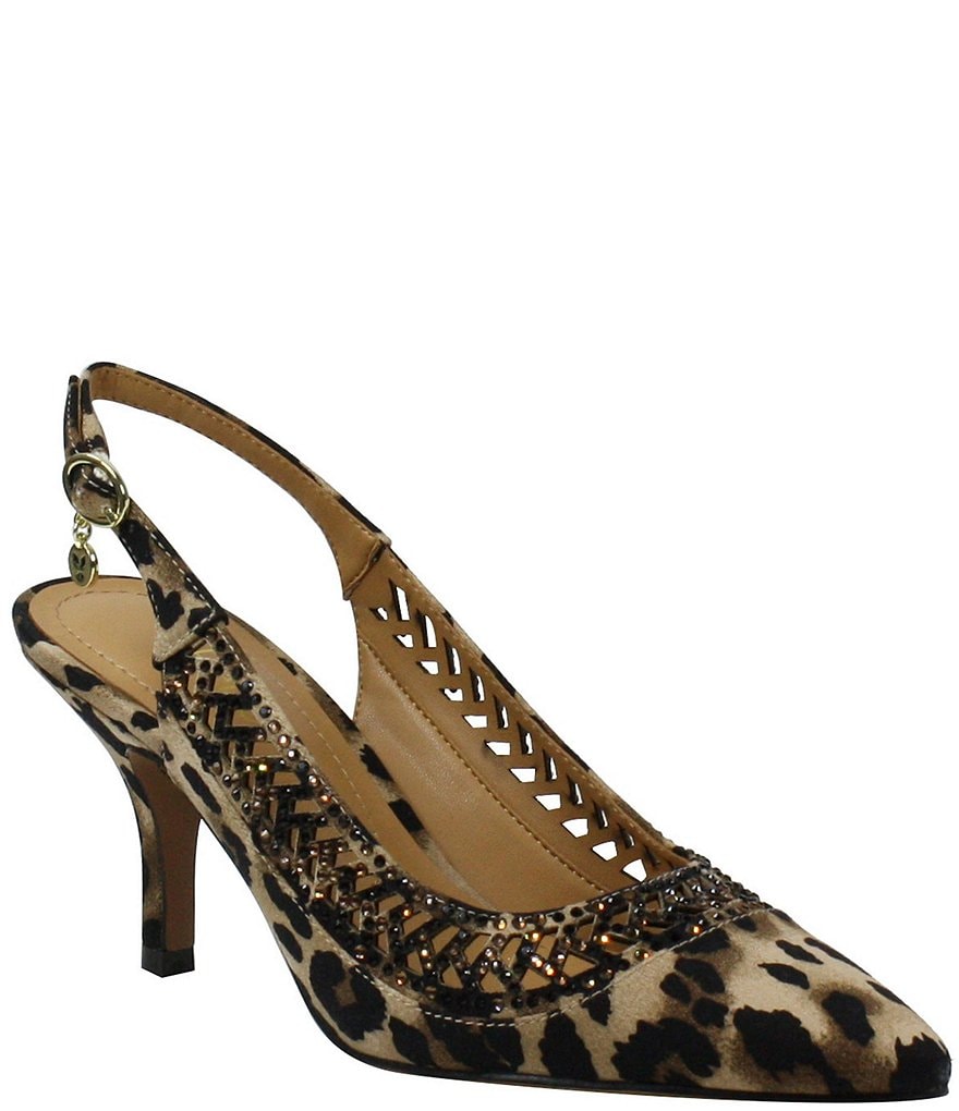 J. Renee Naiara Leopard Print Embellished Slingback Pumps