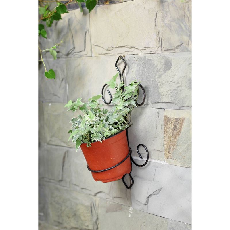Iron Single Pot Novelty Wall Planter With Distressed Detail Black/Gold - Ore International