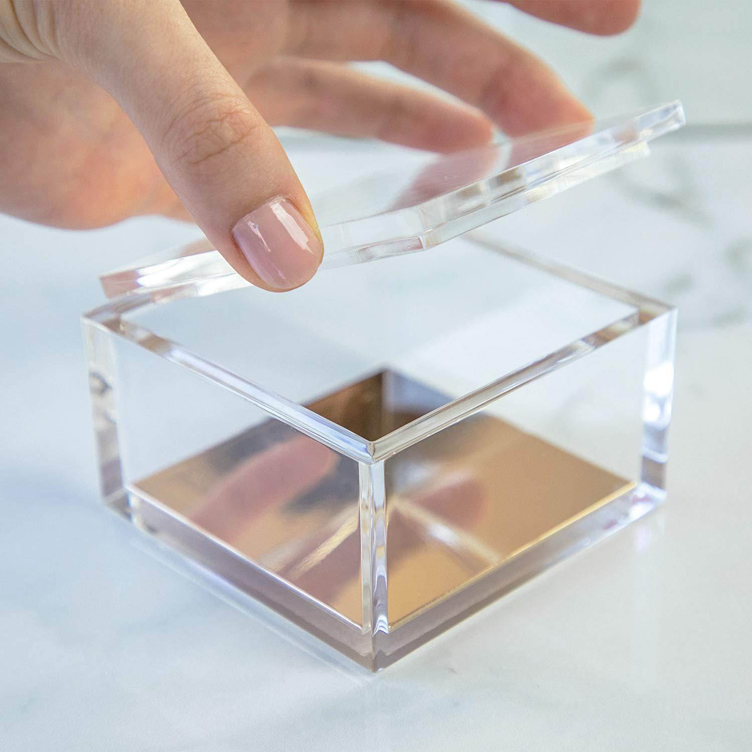 Acrylic & Gold Odds & Ends Box - A Classic Modern Design to Help Organize and Brighten Up Your Desk &ndash; Elegant Office Accessory (Small)