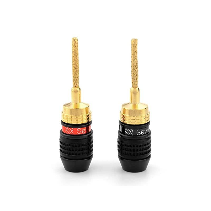 Flex Pin Banana Plugs for Spring Loaded Speaker Terminals, 6 Pairs Gold Plated Plugs