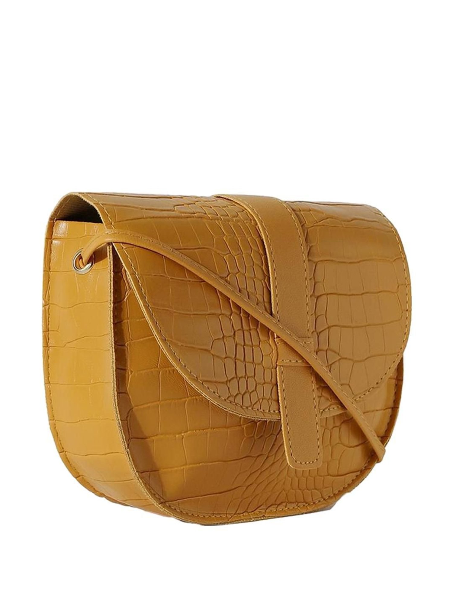 HauteSauce Yellow Textured Small Sling Handbag