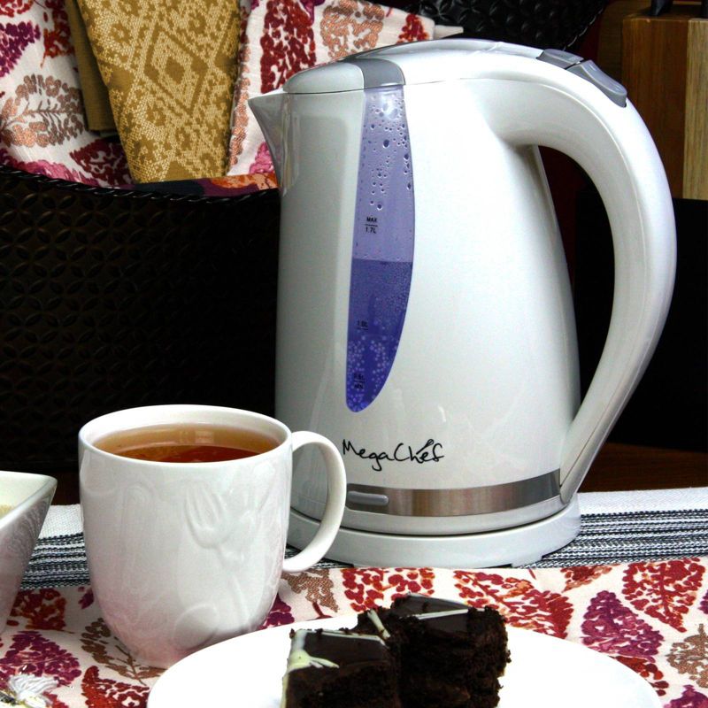 MegaChef 1.7L Electric Tea Kettle - White