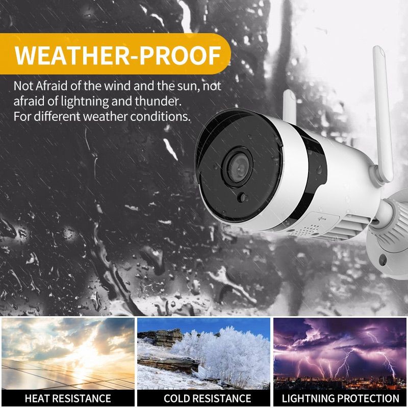 WIFI multi-channel remote monitoring 3MP 4-CH two-way voice intercom Wireless gun camera monitoring kit Night vision network camera Security monitor camera CCTV camera system