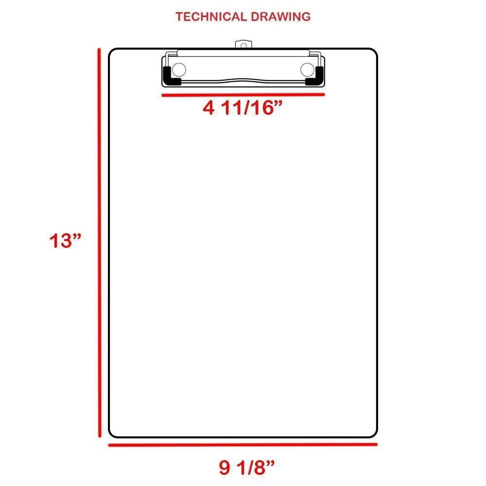 Acrimet Clipboard Letter Size Low Profile Clip Hardboard (6 Pack)