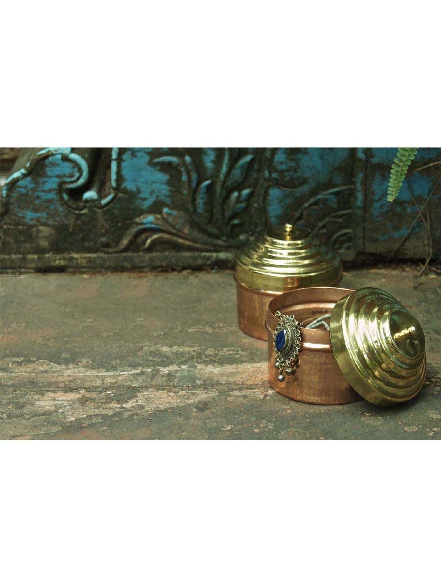COPPRE Golden Copper Heirloom Container with Lid - Set of 1