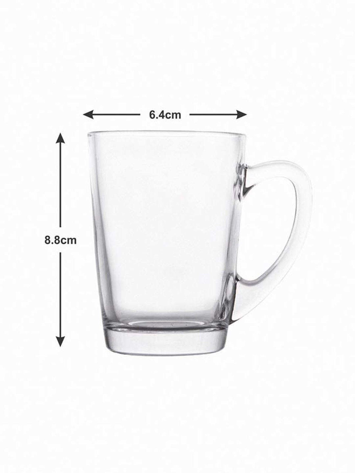 Goodhomes Transparent Glass Coffee Mugs (115 ml) - Set of 6