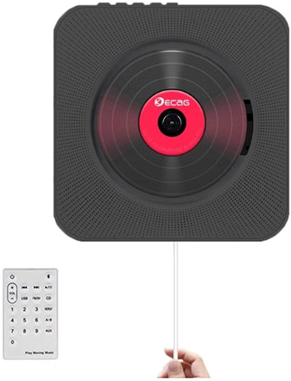 Yixianxi Home Wall Mounted CD Player Surround Sound FM Radio Bluetooth USB MP3 Disk Portable Music Player Remote Control Stereo Speaker (Black)