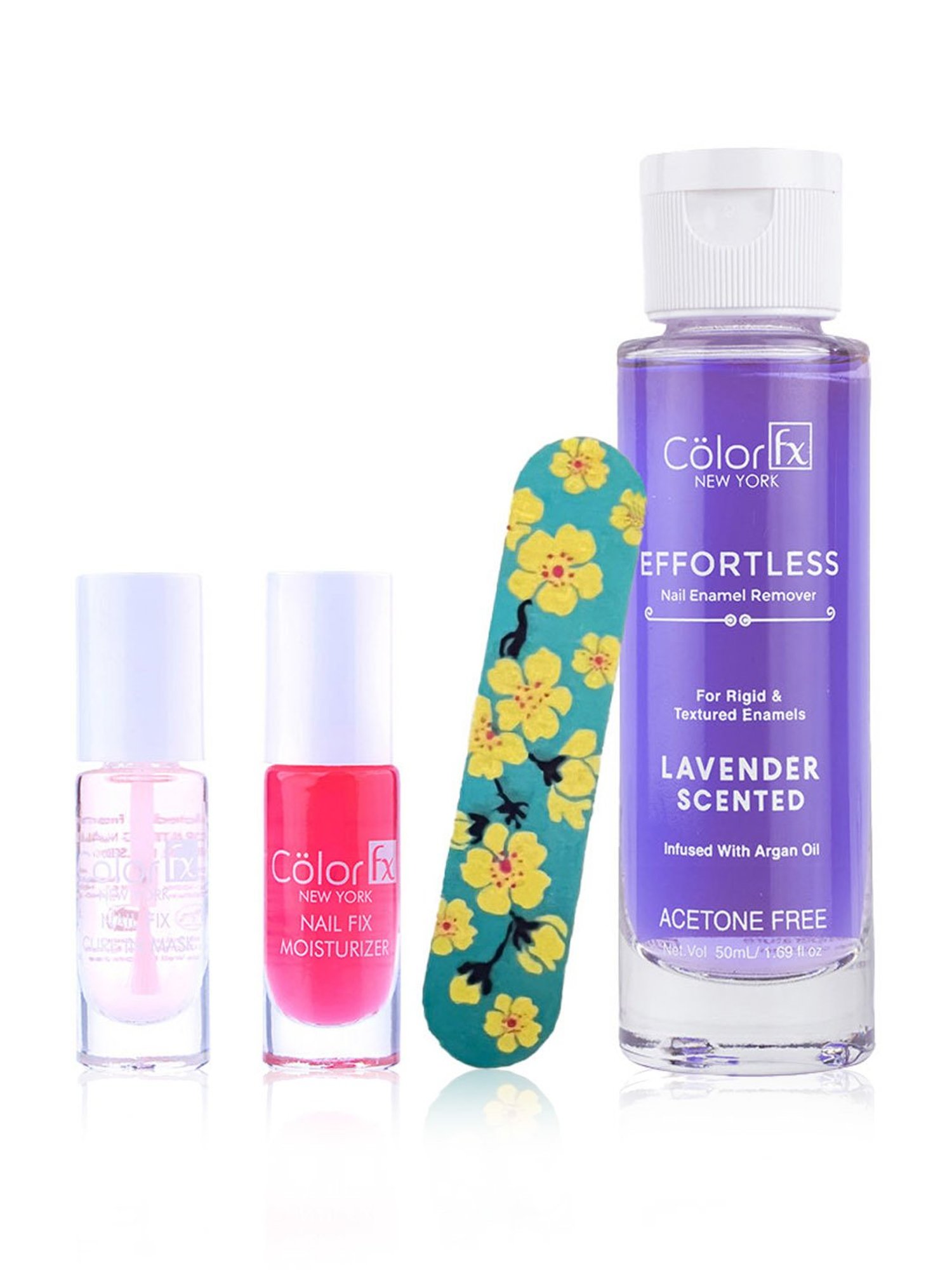 Color Fx Nail Fix Cure-In Mask, Moisturizer, Nail Enamel Remover & Nail Buffer Combo, Pack of 4