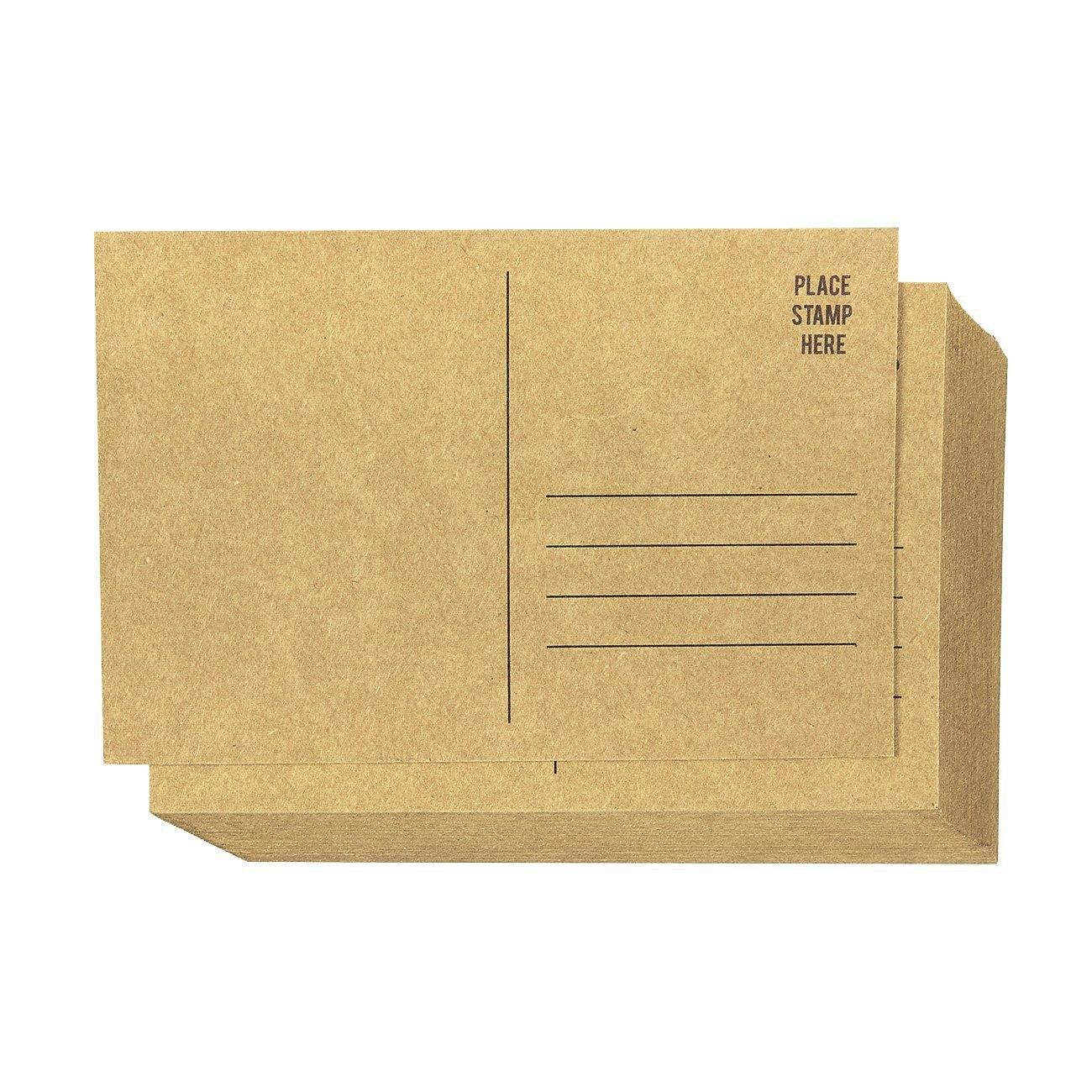 Set of 50 Brown Kraft Paper Blank Postcards Pack - Self Mailer Mailing Side Postcards 50 Pack Postage Saver - 4 x 6 inches