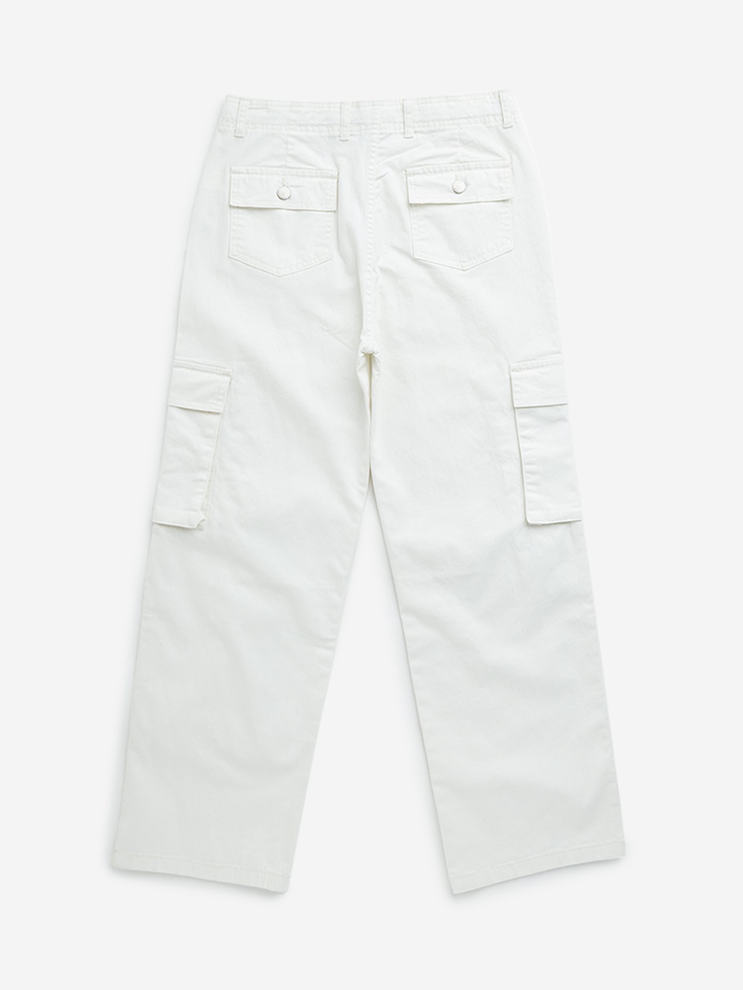 Y&F Kids by Westside Off-White Cargo-Style Mid-Rise Trousers