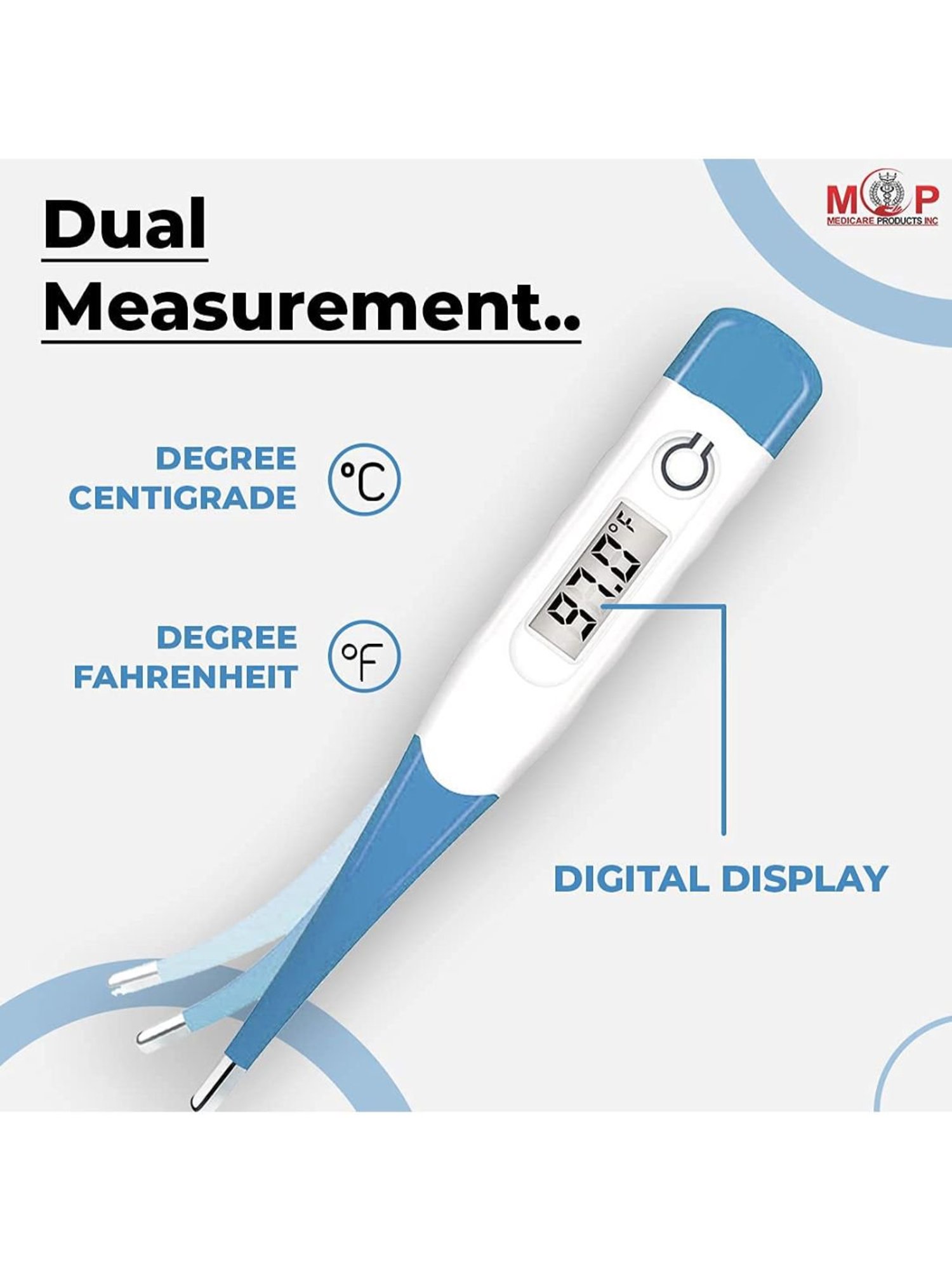 MCP Flexible Tip Waterproof Digital Thermometer (Blue and White)