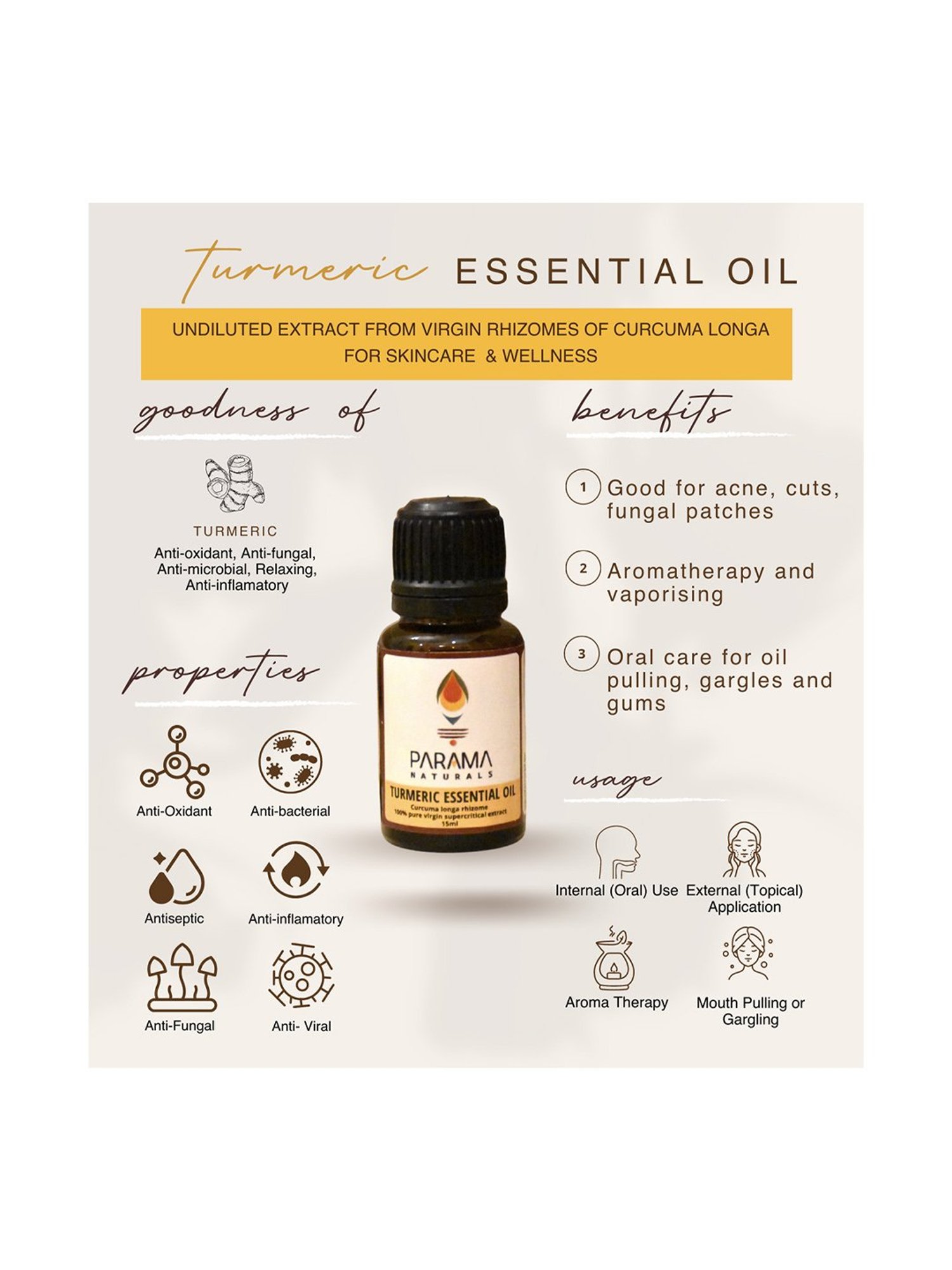 Parama Naturals Turmeric Essential Face Oil - 15ml