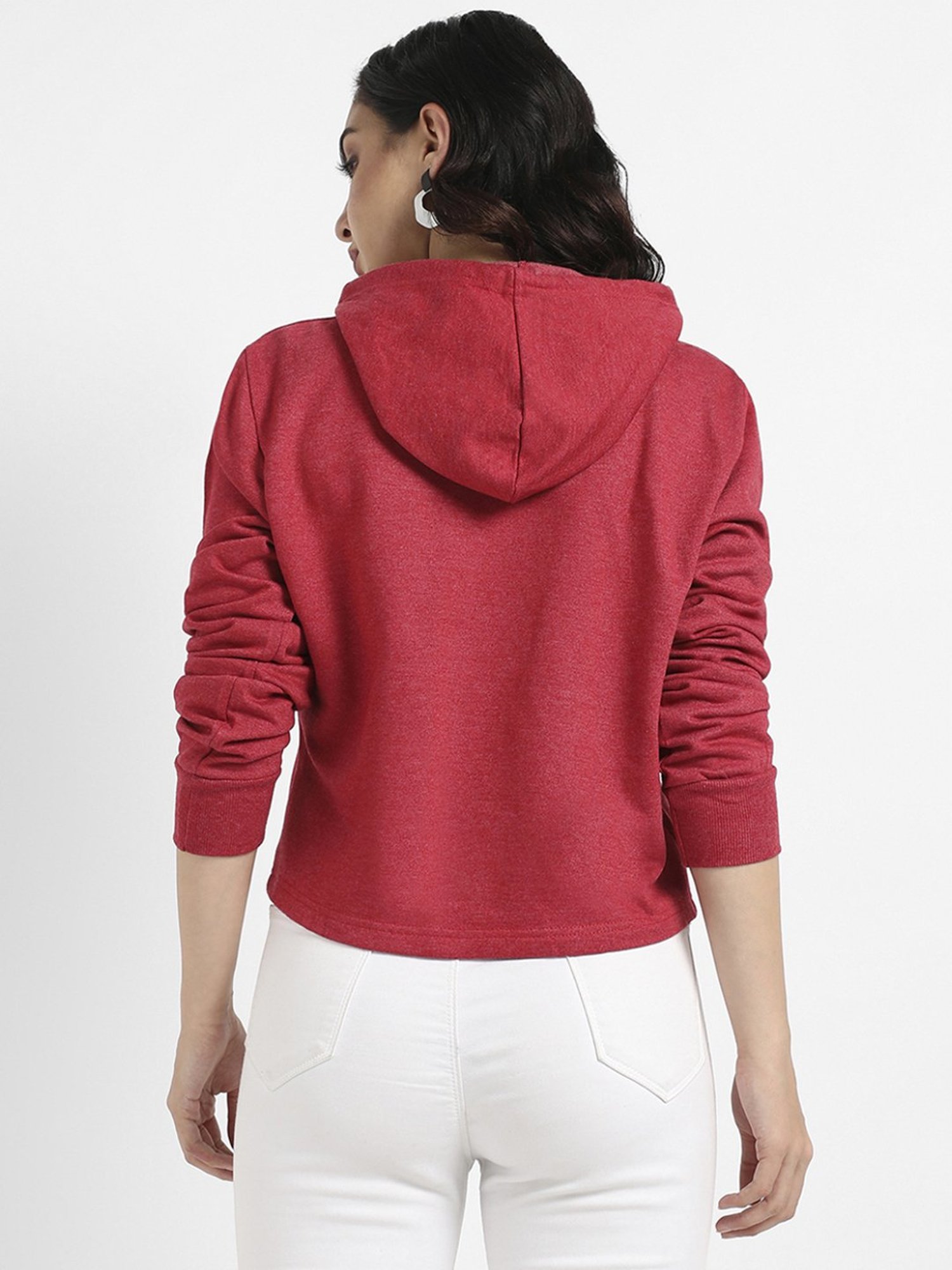 Campus Sutra Red Cotton Printed Sweatshirt