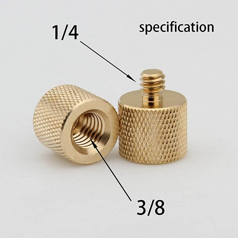 2 PiecesBrass 38quot16 Internal Thread to 14quot 20 External Thread Screw Adapter for Tripod Accessories Microphone Holder Camera Screw Adapter