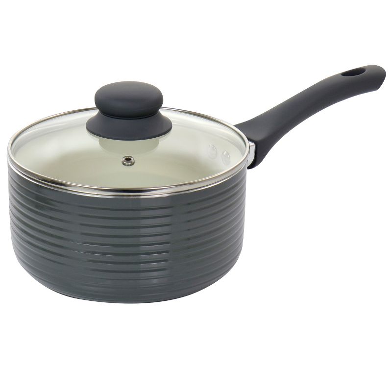 Oster 2.5 Quart Nonstick Aluminum Saucepan with Lid in Gray