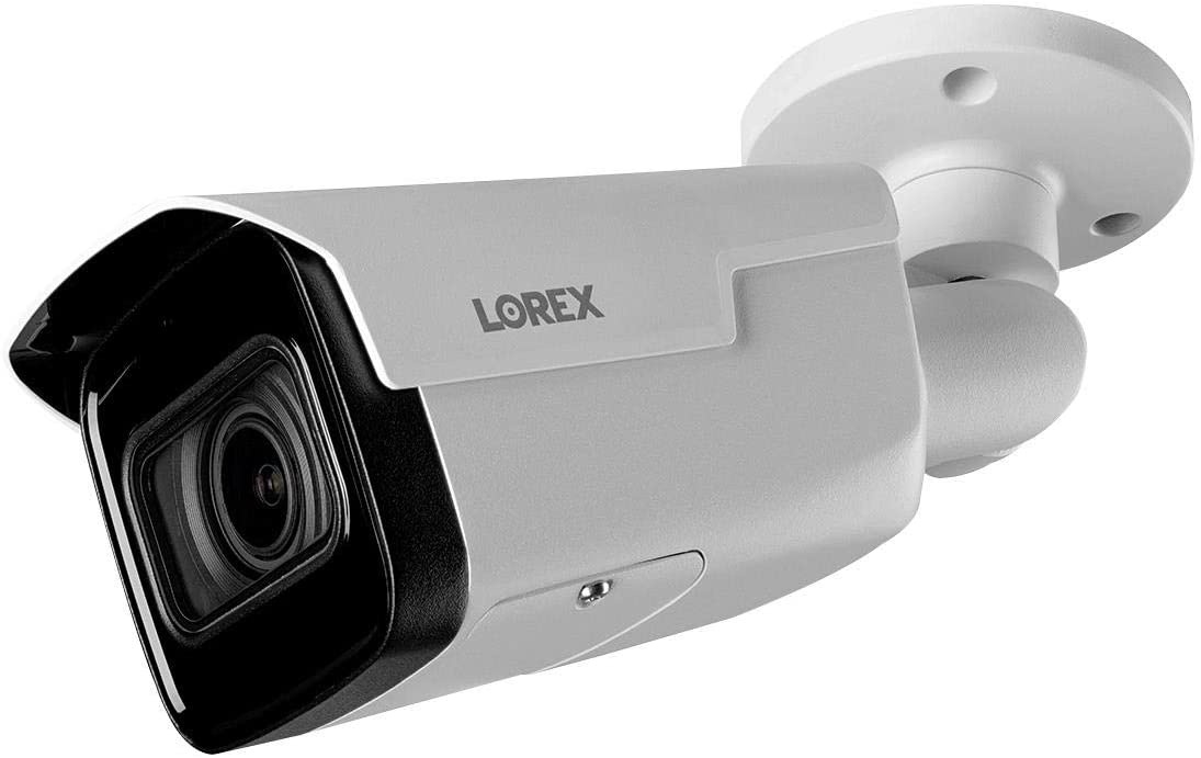 Lorex LNB9292B Indoor/Outdoor 4K Ultra HD Nocturnal Smart IP Motorized Bullet Camera, 4X Optical Zoom, 30FPS, 150ft IR Night Vision, CNV, IP67, Works with N881B/N882B Series, White, 4PK