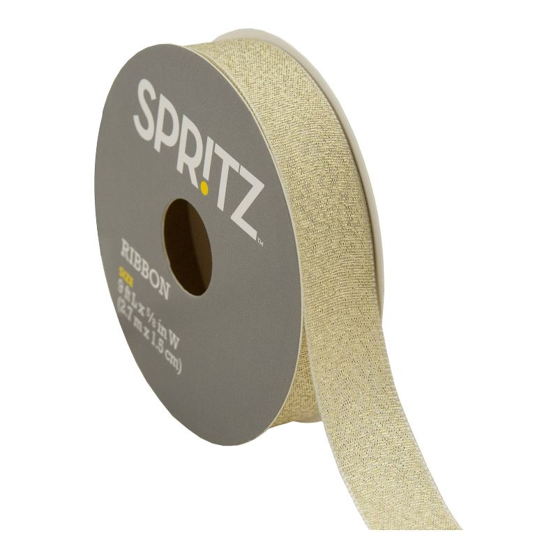 5/8" x 3yd Fabric Ribbon Gift Packaging Accessory Metallic Gold - Spritz™