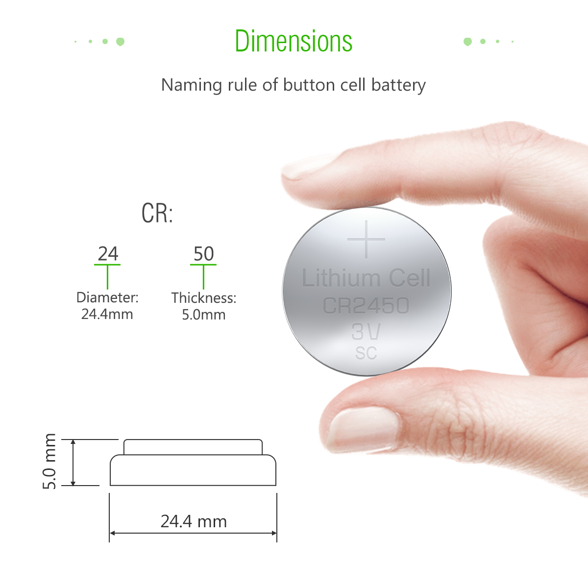 EBL CR2450 ECR2450 CR 2450 5029LC 3V Lithium Coin Cell Button Battery Exp2031 for Watches, Cameras and More