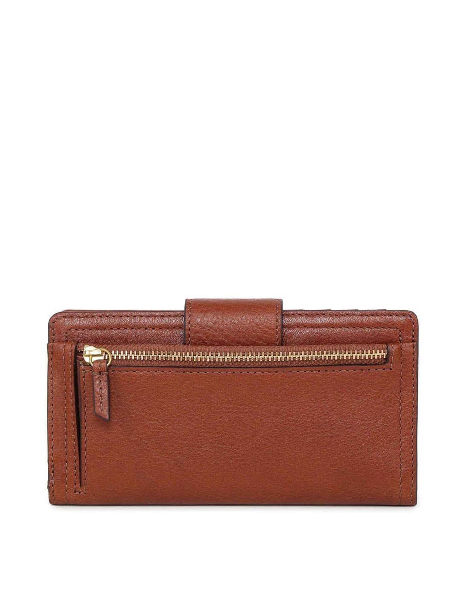 Fossil Logan Brown Solid Bi-Fold Wallet for Women