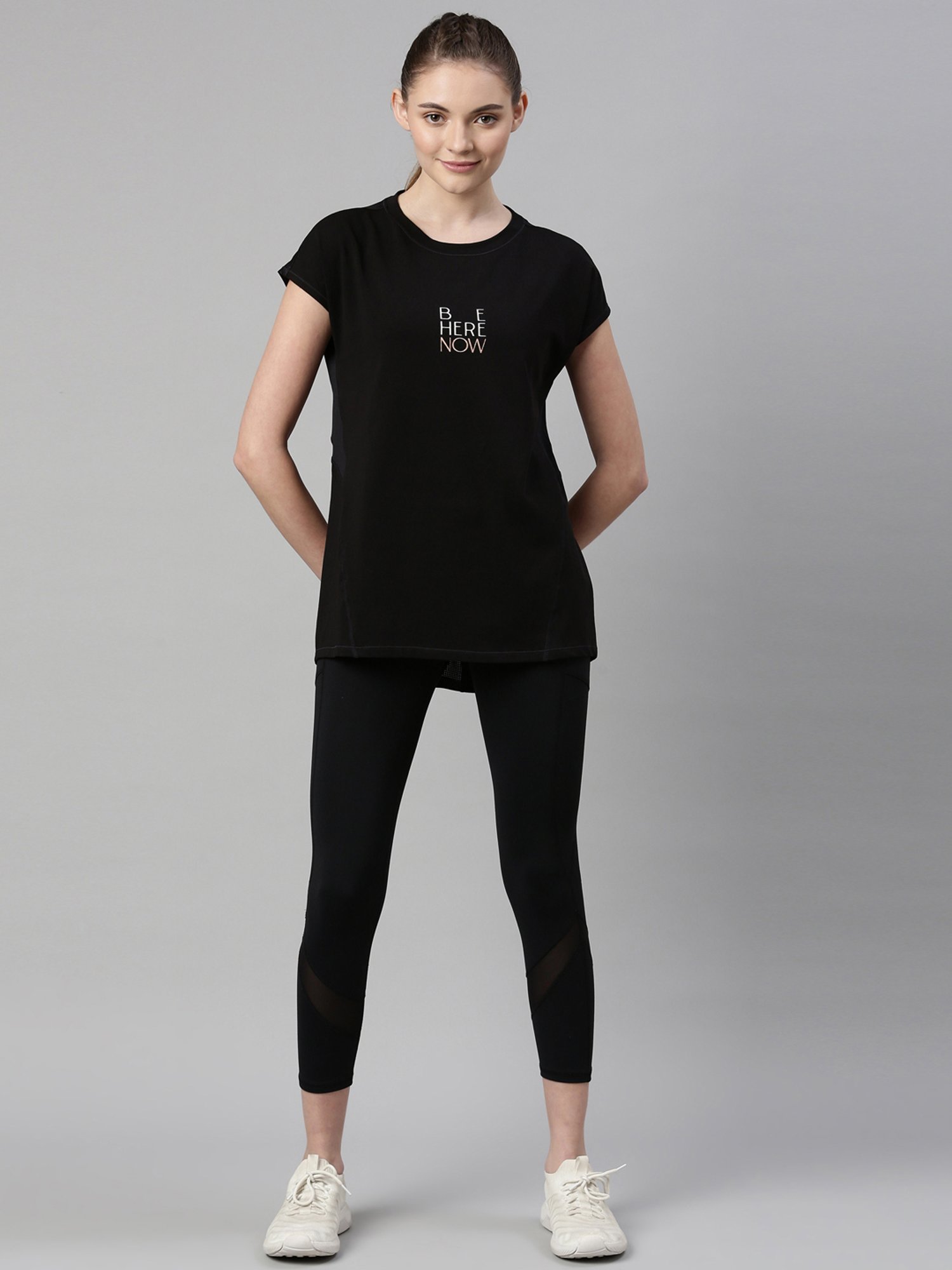 Enamor Black Cotton Graphic Print Sports T-Shirt