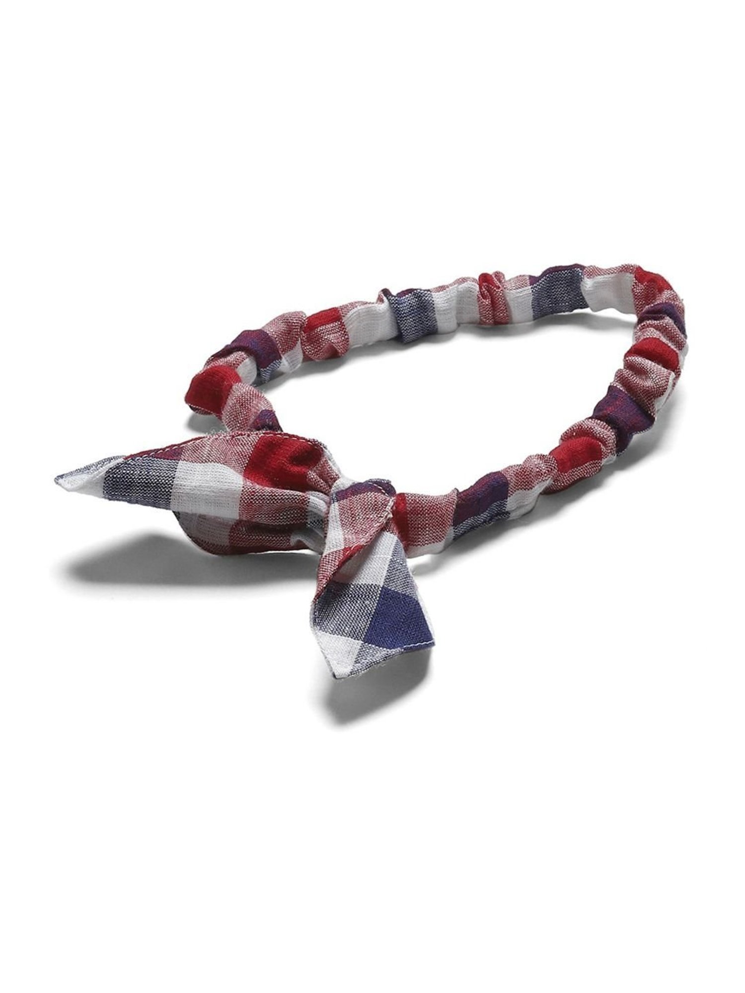 Biba Girls Multicolor Cotton Chequered Dress with Headband