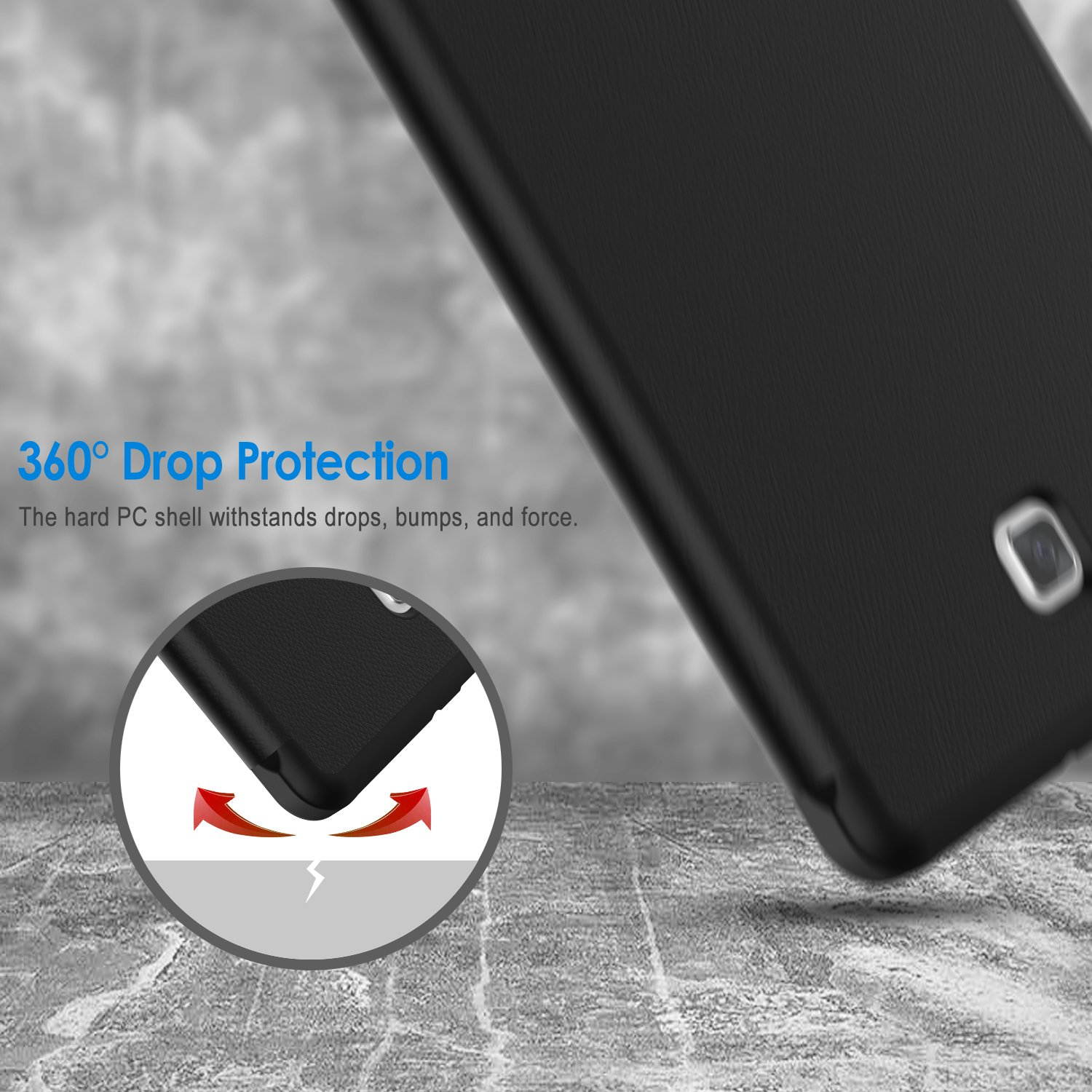 JETech Case for Samsung Galaxy Tab E/Tab E Nook 9.6" Tablet with Stand Function, Black