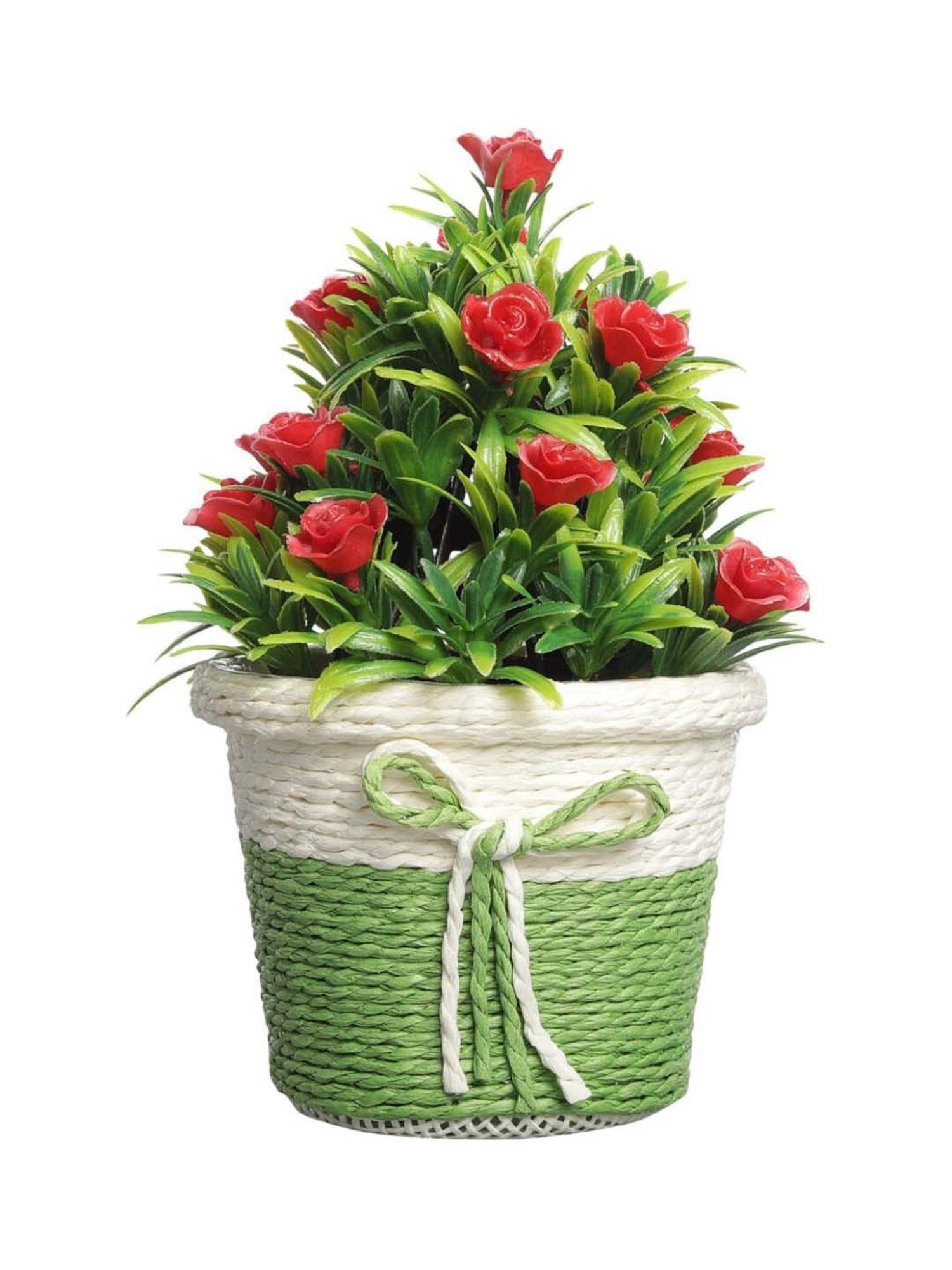 Foliyaj Multicolor Plastic Artificial Flower Plant With Pot - Set of 2