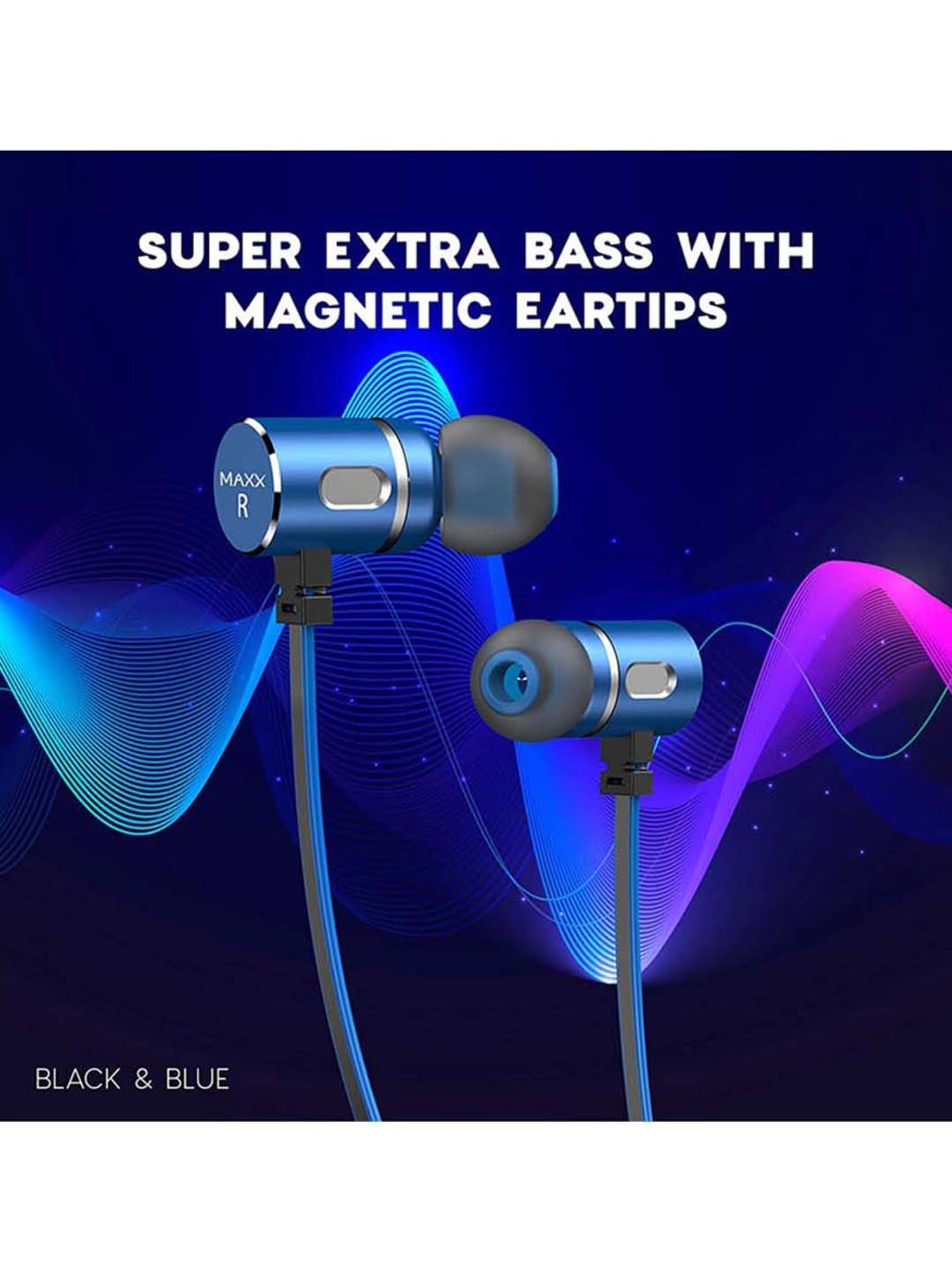 Maxx NX5 Wireless Neckband with Rapid Charge (Black/Blue)