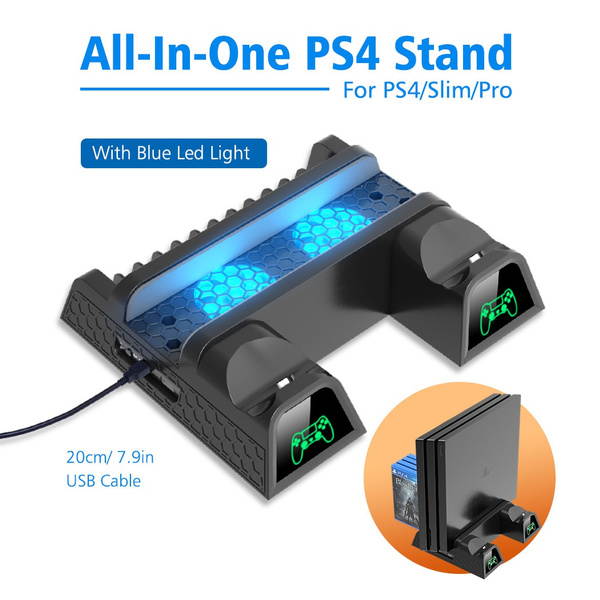 OIVO Multifunctional Vertical Cooling Stand for PS4/ PS4 Slim/ PS4 Pro, PS4 Controller Charger with LED Indicators,PS4 Cooler Stand,Charging Dock Station with 12PCS Games Storage for PS4,PS4 Slim,PS4