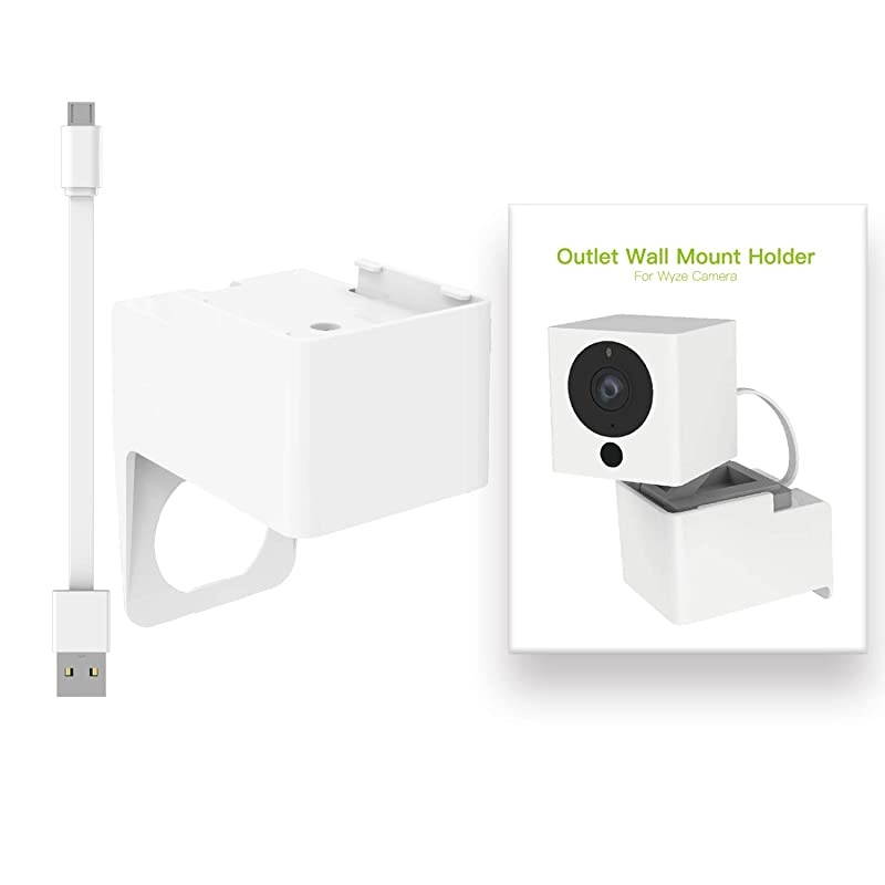 Upgraded Wyze Cam Outlet Wall Mount,  2019 New Bracket for Wyze Camera and WyzeCam V2 with Space-Saving, No Messy Wires or Wall Damage (1 Pack)