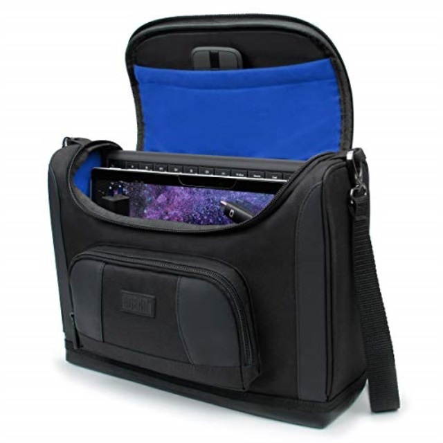 surface pro tablet case bag by usa gear blue weather resistant, soft interior dividers, carry strap  fits new microsoft surface pro 2017 / pro 4 / pro 3, dock, type cover, dial, hub adapter, more