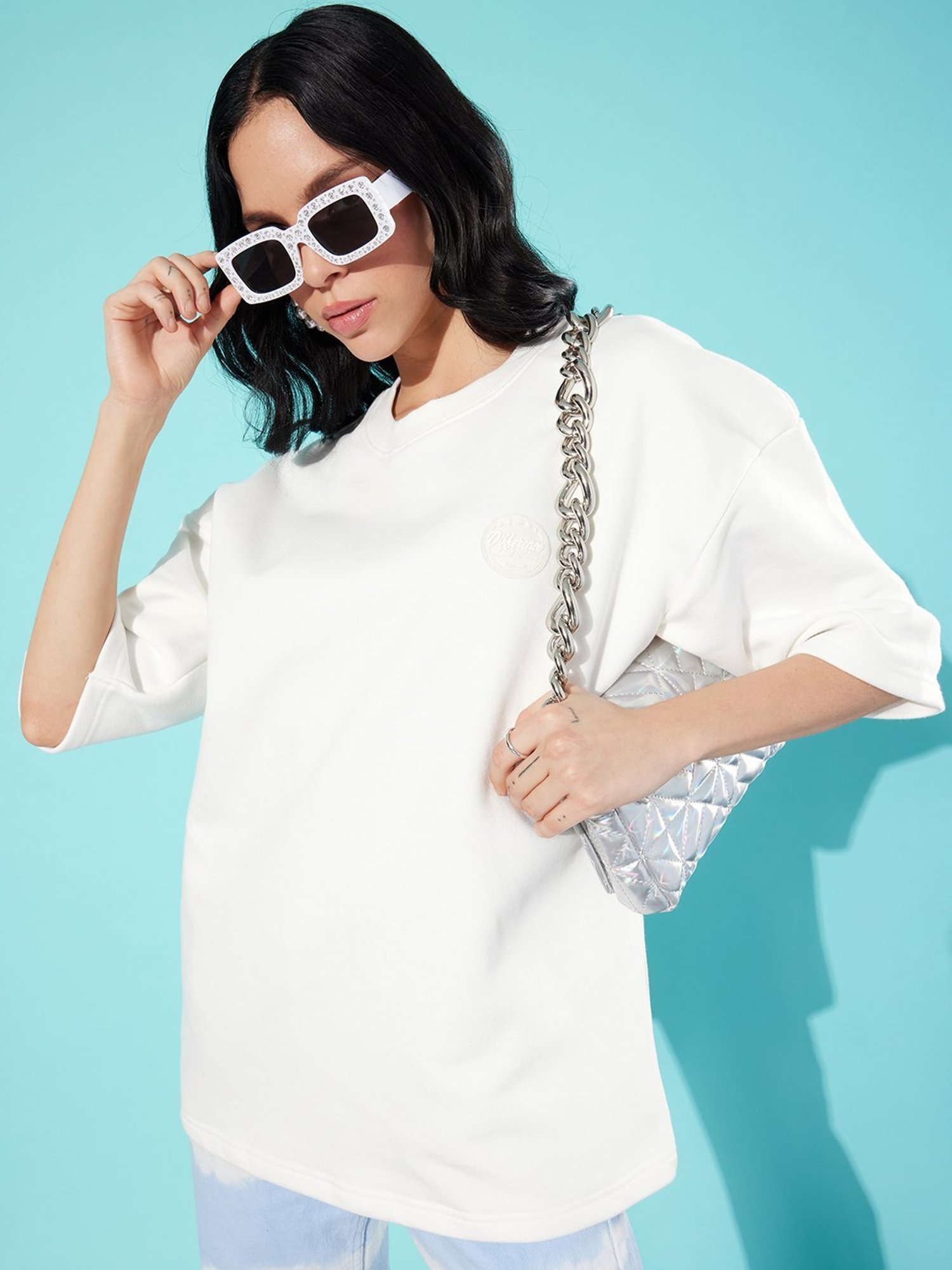 Difference of Opinion White Fleece Oversized Sweatshirt