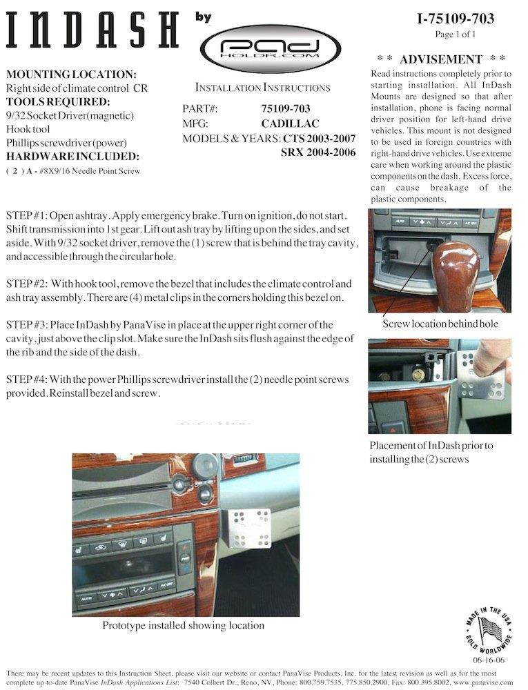 Padholder Edge Series Premium Tablet Dash Kit 2003-2007 Cadillac CTS & SRX for iPad & Other Tablets